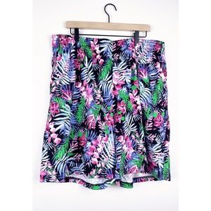 Woman Within Floral Print Shorts - Pink, Green, Blue